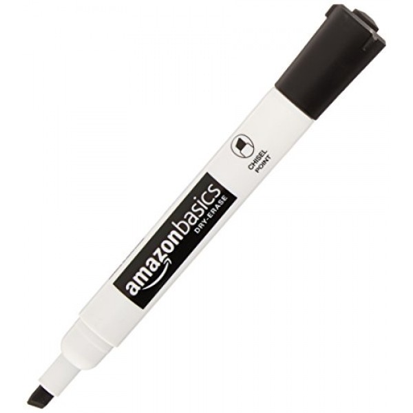 AmazonBasics Dry Erase White Board Markers - Low Odor, Chisel Tip ...