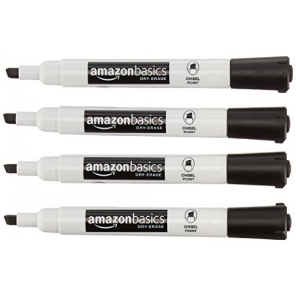 AmazonBasics Low-Odor Dry Erase White Board Markers - Chisel Tip -...