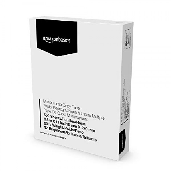 AmazonBasics Multipurpose Copy Printer Paper - White, 8.5 x 11 Inc...