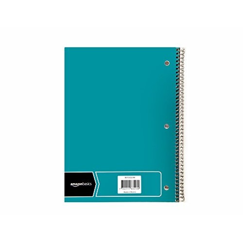 AmazonBasics Wide Ruled Wirebound Spiral Notebook, 70 Sheets, Asso...
