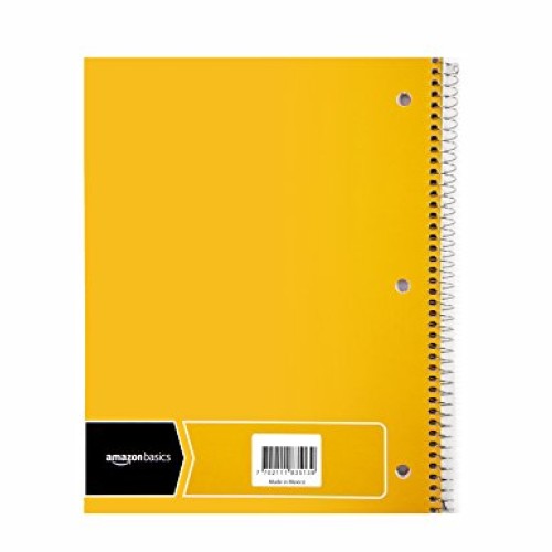 AmazonBasics Wide Ruled Wirebound Spiral Notebook, 70 Sheets, Asso...