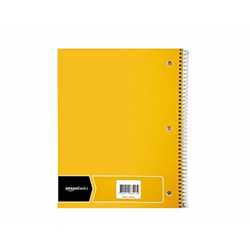 AmazonBasics Wide Ruled Wirebound Spiral Notebook, 70 Sheets, Asso...