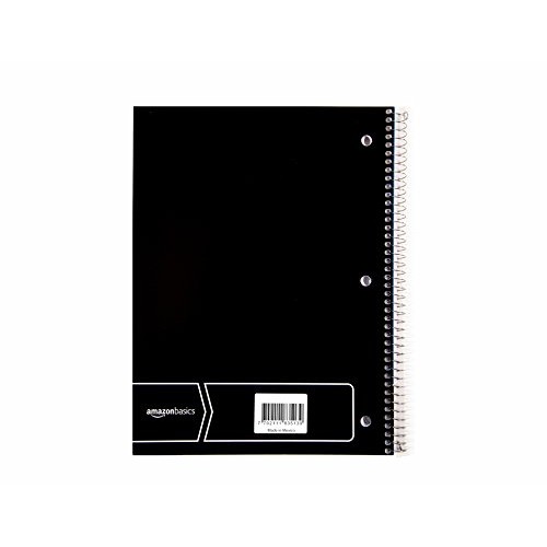 AmazonBasics Wide Ruled Wirebound Spiral Notebook, 70 Sheets, Asso...
