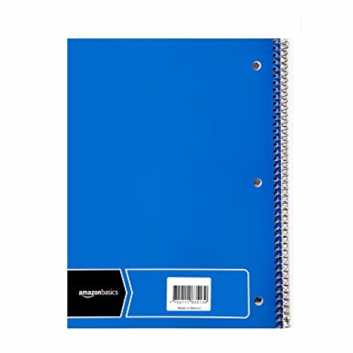 AmazonBasics Wide Ruled Wirebound Spiral Notebook, 70 Sheets, Asso...