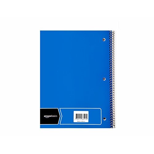 AmazonBasics Wide Ruled Wirebound Spiral Notebook, 70 Sheets, Asso...
