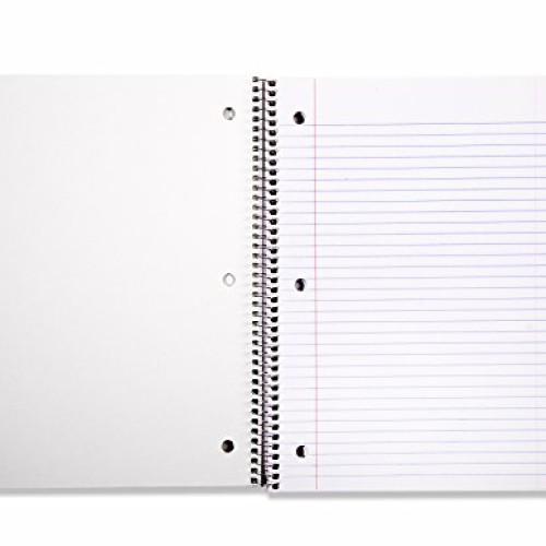 AmazonBasics Wide Ruled Wirebound Spiral Notebook, 70 Sheets, Asso...