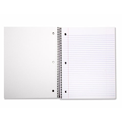 AmazonBasics Wide Ruled Wirebound Spiral Notebook, 70 Sheets, Asso...