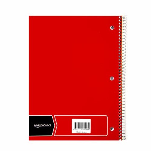 AmazonBasics Wide Ruled Wirebound Spiral Notebook, 70 Sheets, Asso...