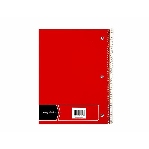 AmazonBasics Wide Ruled Wirebound Spiral Notebook, 70 Sheets, Asso...