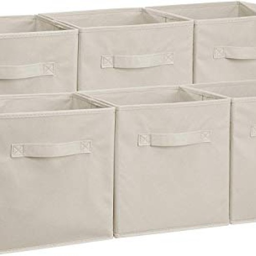 AmazonBasics Collapsible Fabric Storage Cubes Organizer with Handl...