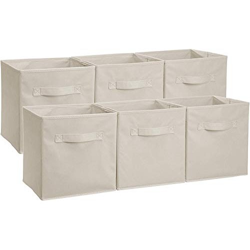 AmazonBasics Collapsible Fabric Storage Cubes Organizer with Handl...