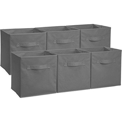 AmazonBasics Collapsible Fabric Storage Cubes Organizer with Handl...