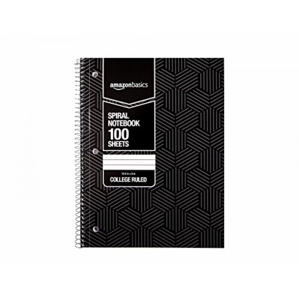 AmazonBasics College Ruled Wirebound Spiral Notebook, 100 Sheet, A...
