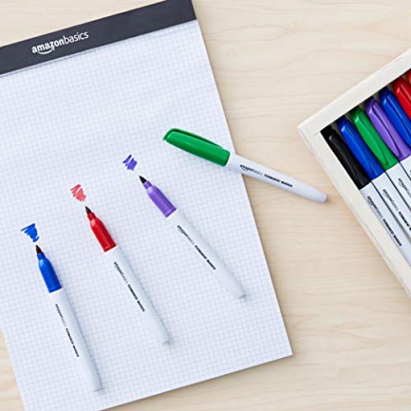 AmazonBasics Fine Point Tip Permanent Markers - Assorted Colors, 2...