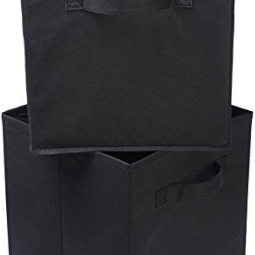 AmazonBasics Foldable Storage Bins Cubes Organizer, 6-Pack, Black