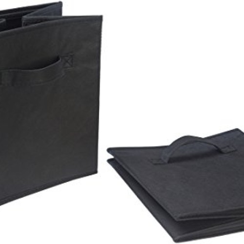 AmazonBasics Foldable Storage Bins Cubes Organizer, 6-Pack, Black