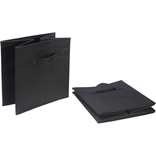 AmazonBasics Foldable Storage Bins Cubes Organizer, 6-Pack, Black