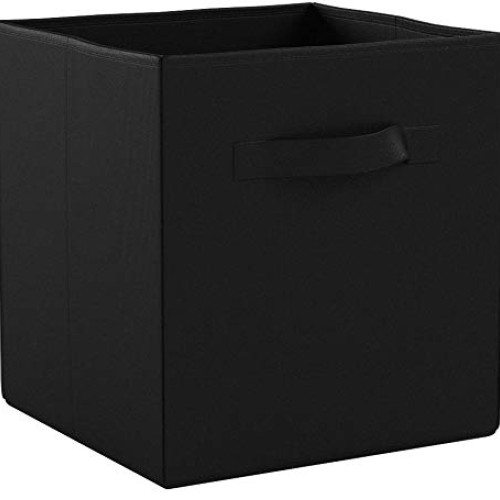 AmazonBasics Foldable Storage Bins Cubes Organizer, 6-Pack, Black