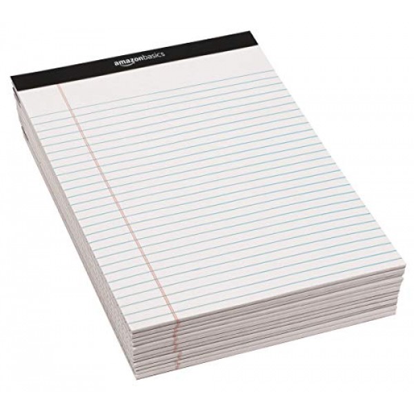 AmazonBasics Legal/Wide Ruled 8-1/2 by 11-3/4 Legal Pad - White 5...