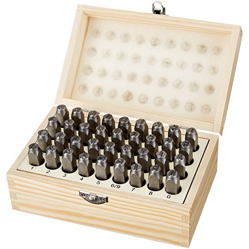 AmazonBasics Metal Alphabet And Number Stamp Kit Tools Set With Wo...
