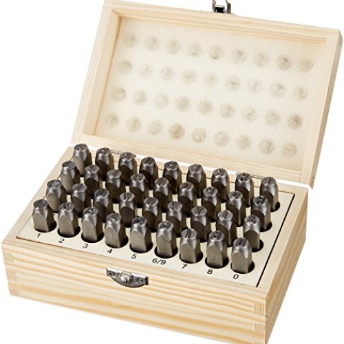 AmazonBasics Metal Alphabet And Number Stamp Kit Tools Set With Wo...