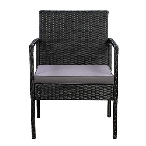 AmazonBasics Outdoor Patio Garden Faux Wicker Rattan Chair Convers...