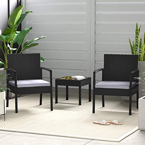 AmazonBasics Outdoor Patio Garden Faux Wicker Rattan Chair Convers...
