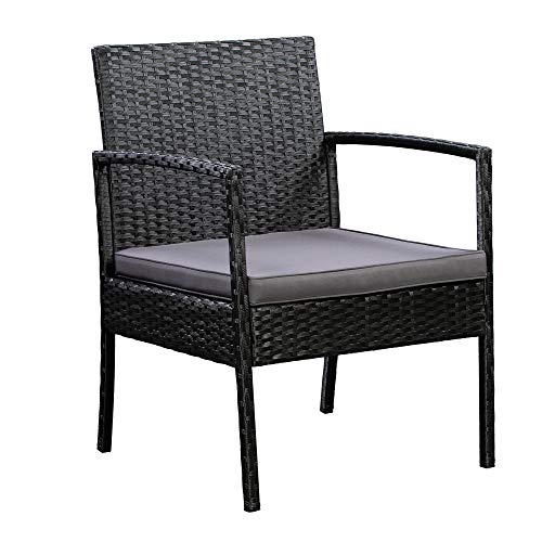 AmazonBasics Outdoor Patio Garden Faux Wicker Rattan Chair Convers...