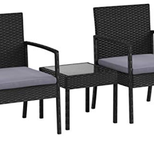 AmazonBasics Outdoor Patio Garden Faux Wicker Rattan Chair Convers...