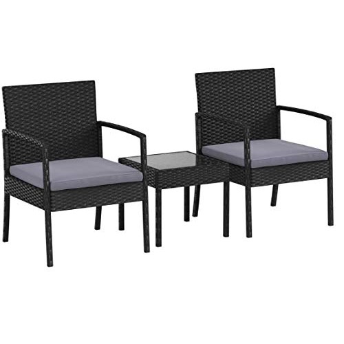 AmazonBasics Outdoor Patio Garden Faux Wicker Rattan Chair Convers...