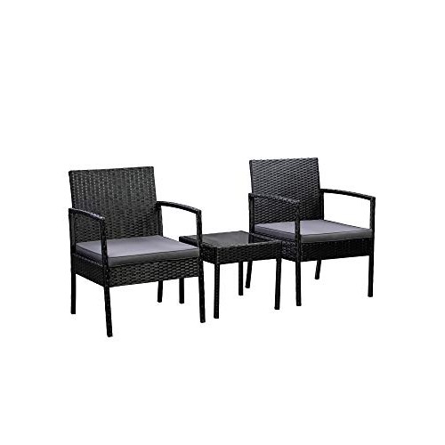 AmazonBasics Outdoor Patio Garden Faux Wicker Rattan Chair Convers...