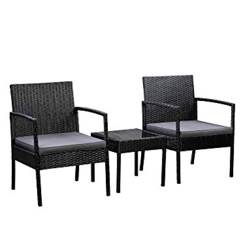 AmazonBasics Outdoor Patio Garden Faux Wicker Rattan Chair Convers...