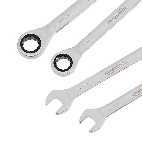AmazonBasics Ratcheting Combination Wrench Set - Metric, 7-Piece