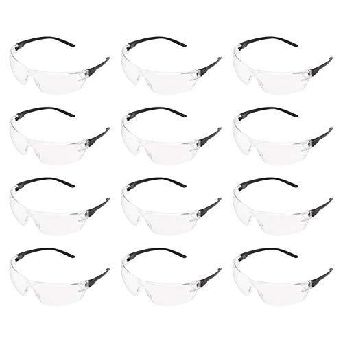 AmazonCommercial Safety Glasses Clear/Black, Anti-Fog, 12-pack