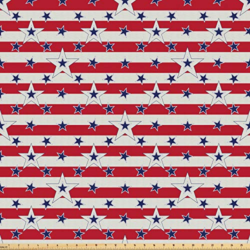 Ambesonne 4th of July Fabric by The Yard, Stripes with Stars Freed...