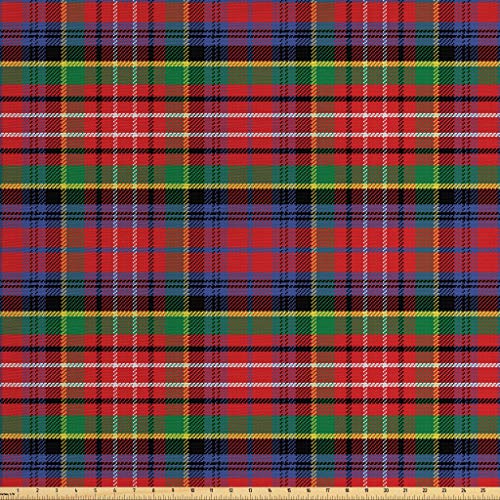 Ambesonne Plaid Fabric by The Yard, Caledonia Scottish Traditional...