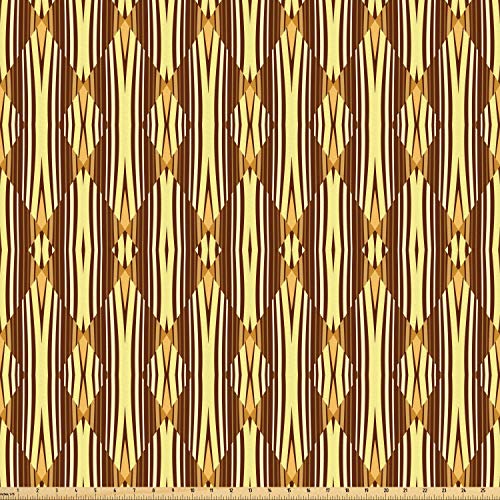 Ambesonne Abstract Fabric by The Yard, Geometric Curved Stripes wi...