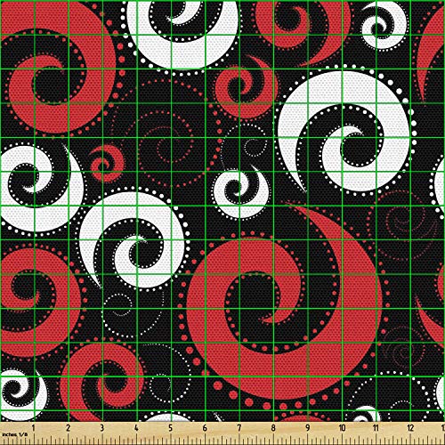 Ambesonne Abstract Fabric by The Yard, Modern Pattern with Swirl S...