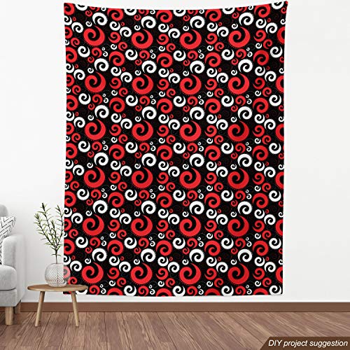 Ambesonne Abstract Fabric by The Yard, Modern Pattern with Swirl S...