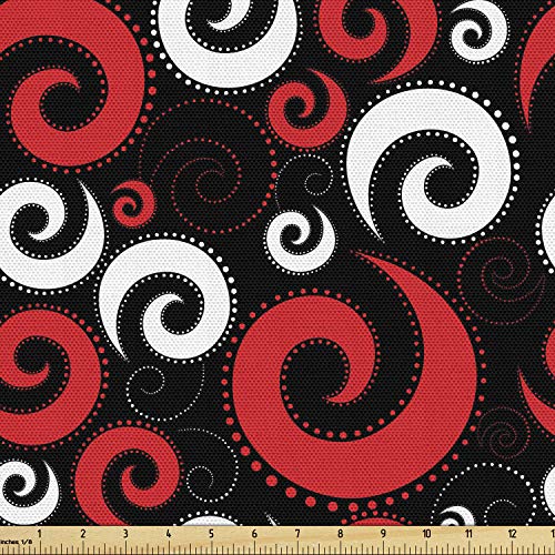 Ambesonne Abstract Fabric by The Yard, Modern Pattern with Swirl S...