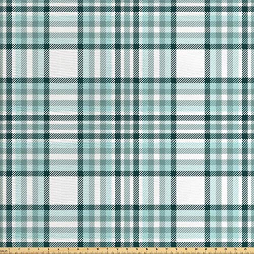 Ambesonne Abstract Fabric by The Yard, Plaid Check Pattern with Di...