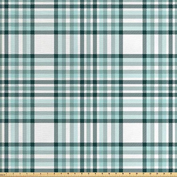 Ambesonne Abstract Fabric by The Yard, Plaid Check Pattern with Di...