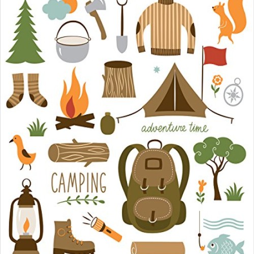 Ambesonne Adventure Duvet Cover Set, Camping Equipment Sleeping Ba...