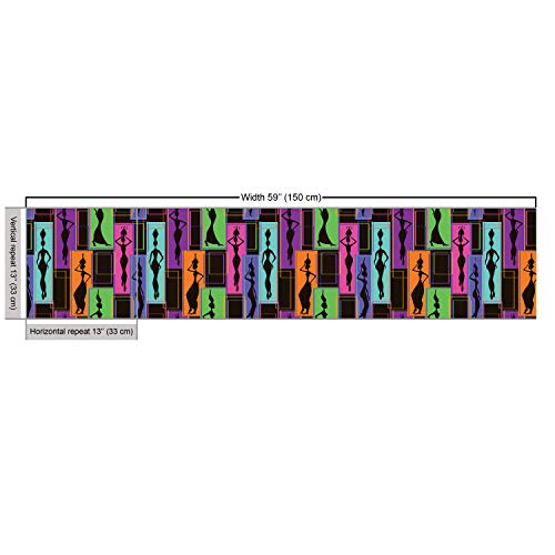 Ambesonne African Fabric by The Yard, Colorful Abstract Geometric ...