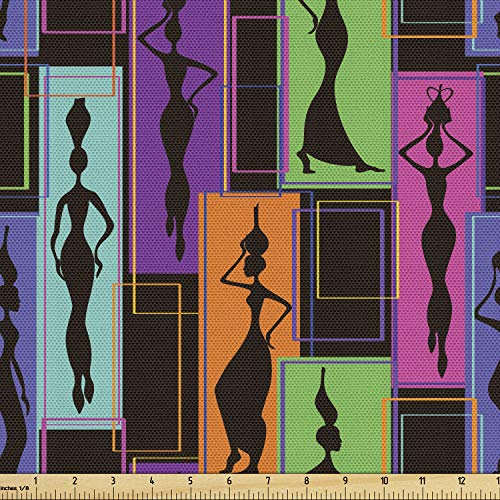 Ambesonne African Fabric by The Yard, Colorful Abstract Geometric ...