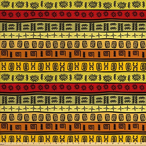 Ambesonne African Fabric by The Yard, Hand Drawn Pattern Abstract ...