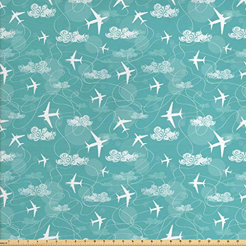 Ambesonne Airplane Fabric by The Yard, Disoriented Flying Jets in ...