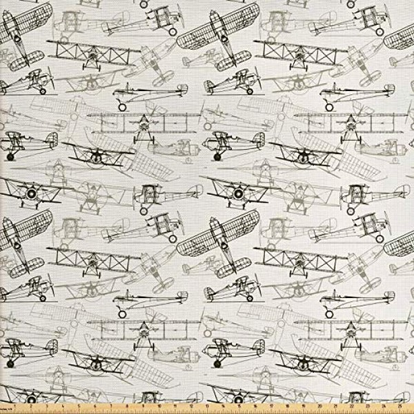 Ambesonne Airplane Fabric by The Yard, Old Fashioned Transportatio...