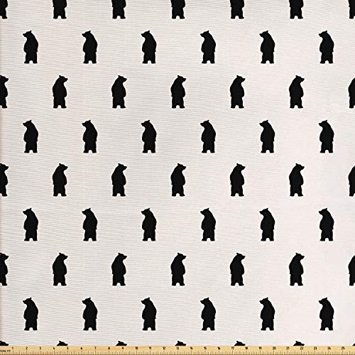 Ambesonne Animal Fabric by The Yard, Bear Silhouettes on Cream Bac...
