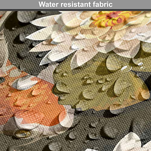 Ambesonne Asian Fabric by The Yard, Japanese Carp Koi Fish with Lo...